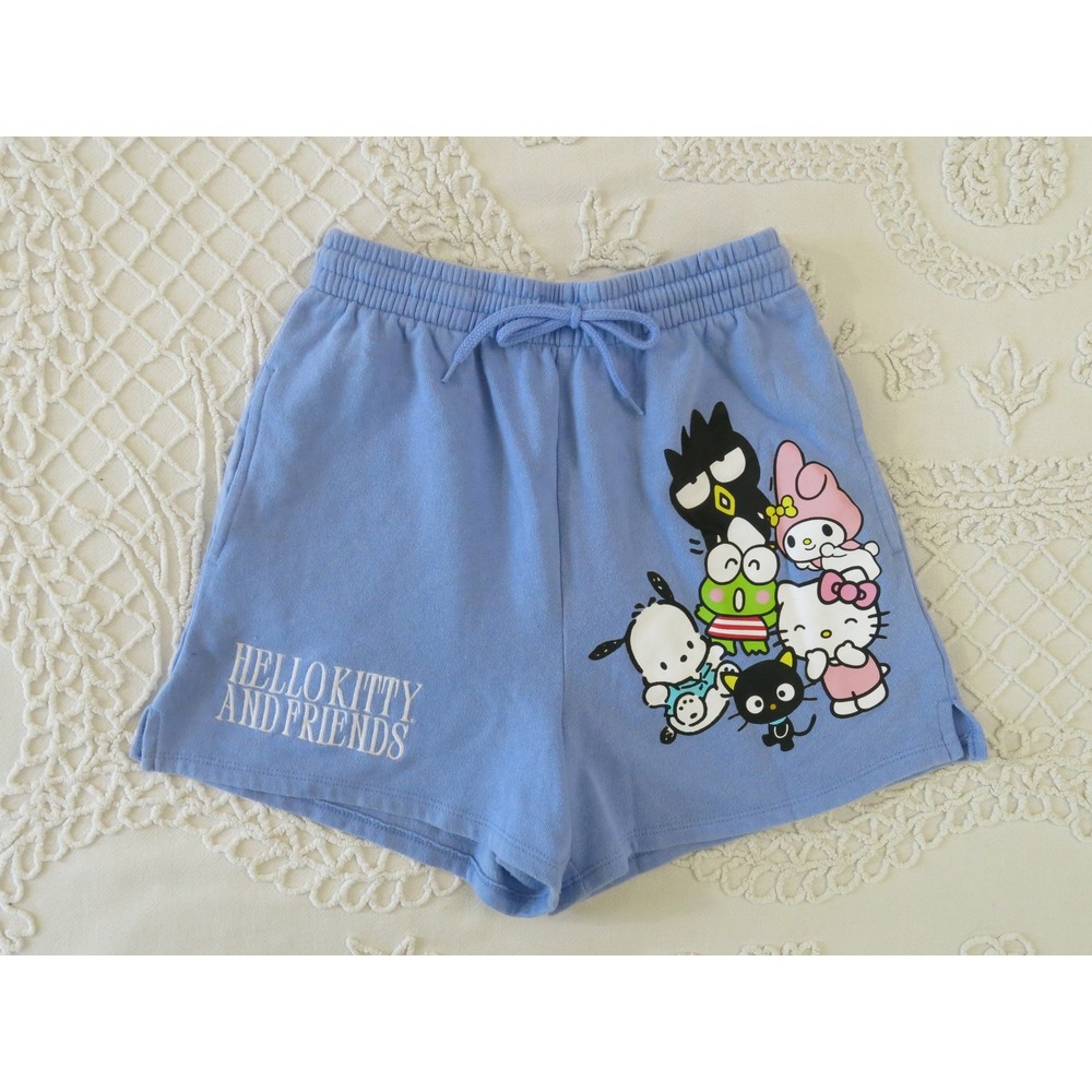 Sanrio Hello Kitty and Friends Blue Sweat Shorts XS Hybrid Apparel Lounge